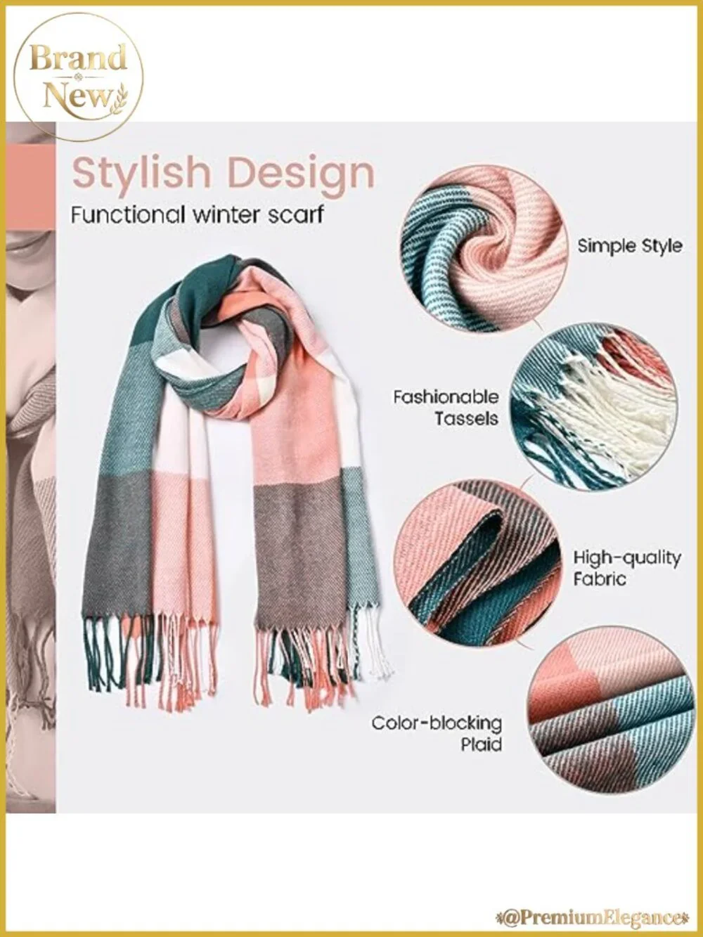 Oversized Plaid Blanket Scarf Shawl Wrap Acrylic Winter
